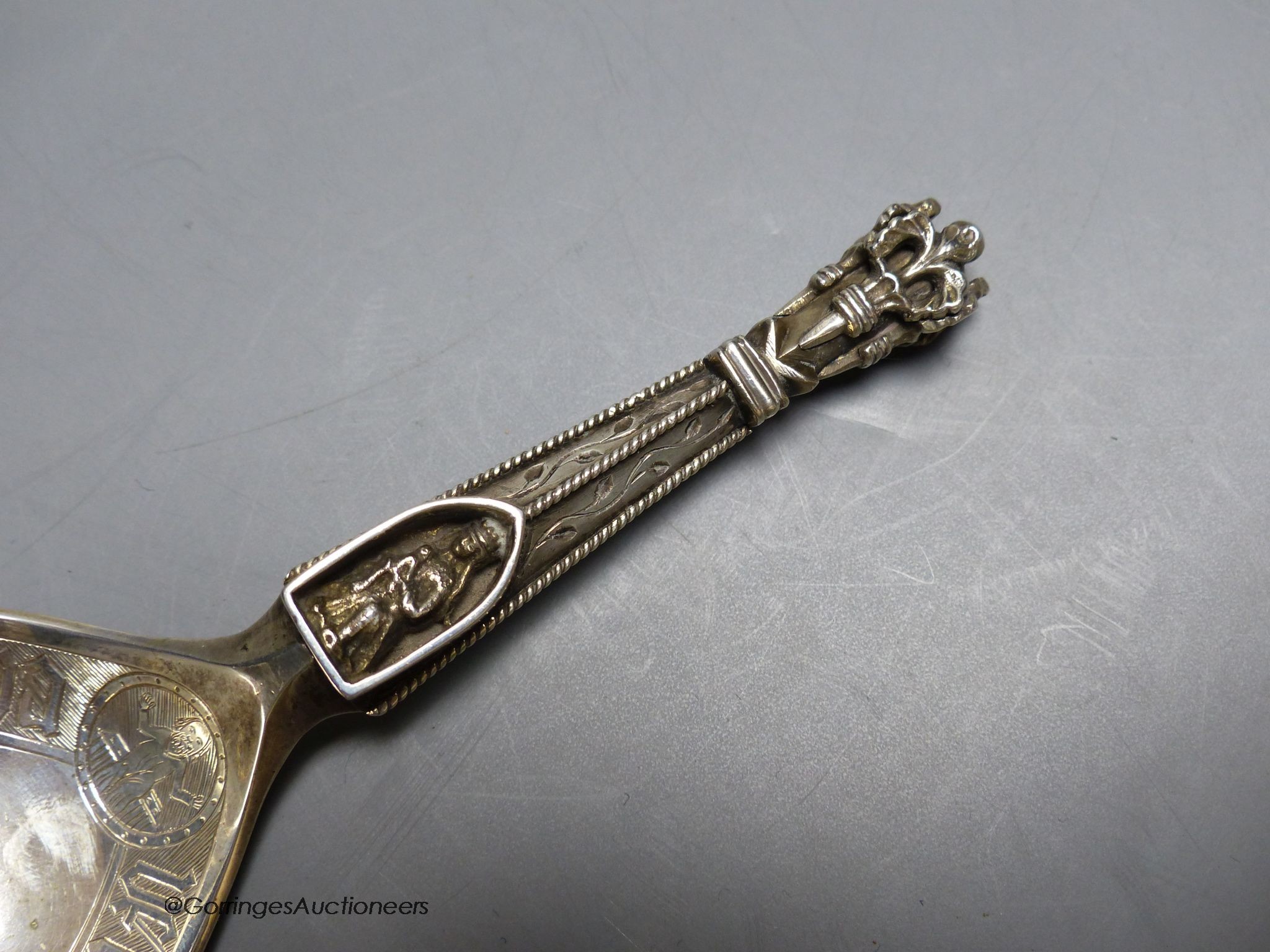 A Norwegian 830 standard silver baptism spoon, by Marius Hammer dated 1887, 2oz., 15cm